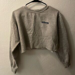 Cropped gray crew neck sweatshirt